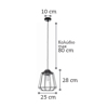 Inlight Fotistiko Orofis Kremasto Metallo Xulo Mavro/Fusiko E27 F25X28cm 4388